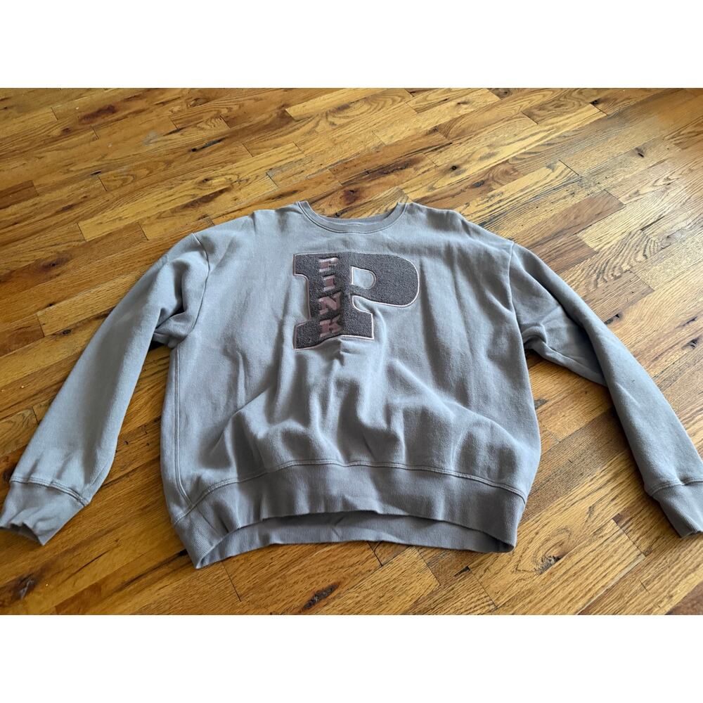 Victoria Secret/Pink Grey Crewneck With Big Logo